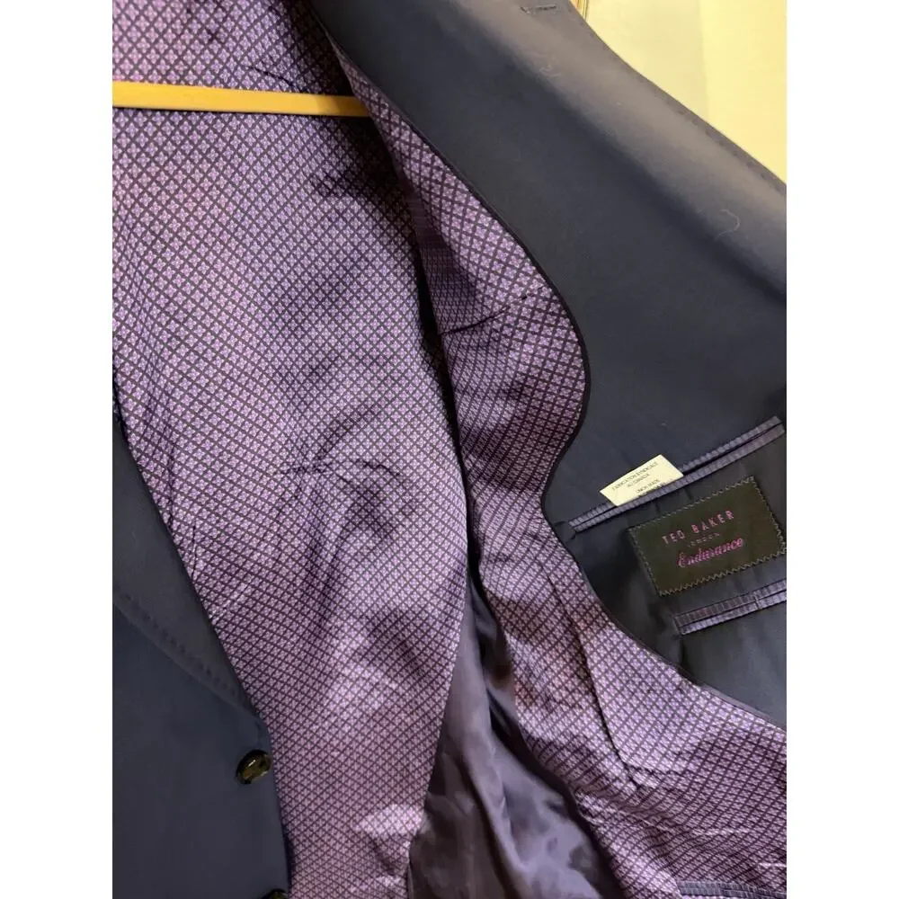 Ted Baker Endurance Mens 42R Navy Blue 100% Wool Blazer Made Canada Sport Coat
